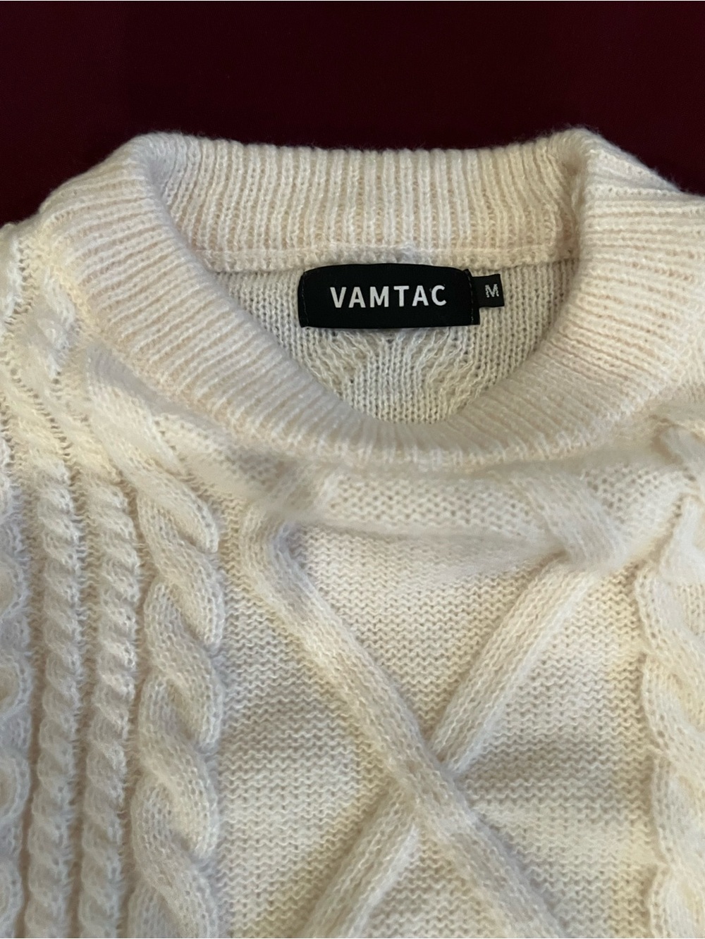 Vamtac Women's Cream Cable Knit Sweater size M